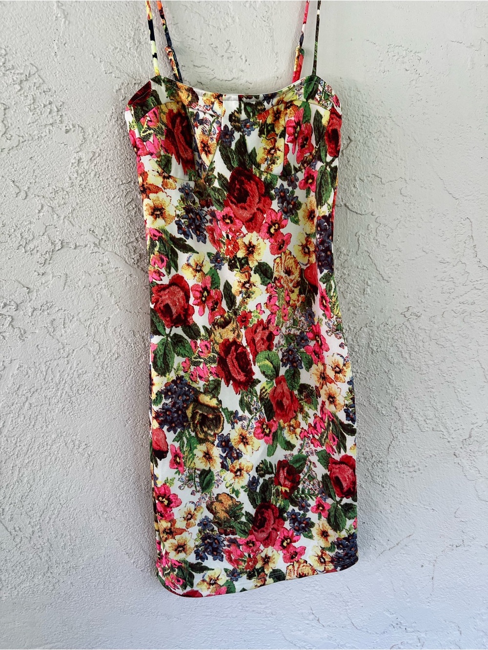 Tobi Floral Slip Mini Dress - Pink, Red & Green